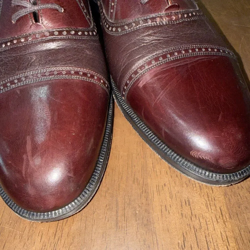 Mezlan Burgundy Cap Toe Oxford Dress Shoes Leather Lace Up Spain Mens 11B